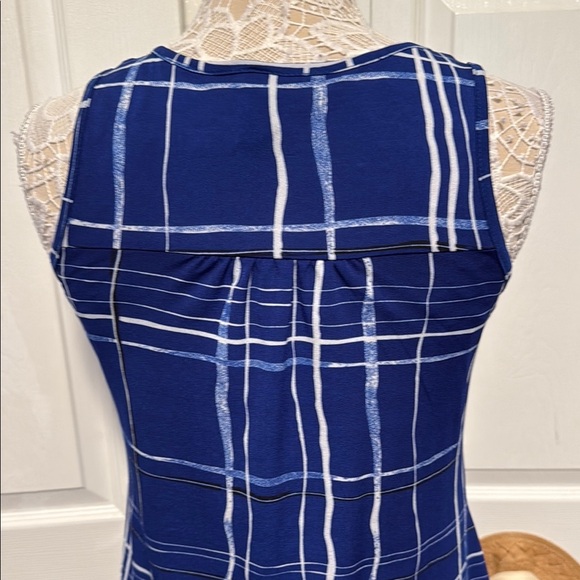 Lildy Pockets Sleeveless Tunic Navy Checkered Mini Dress S-M - Picture 7 of 13